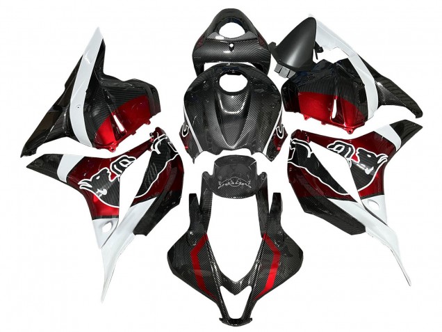 Mejores Carenados Moto Honda CBR600RR 2009-2012 - Blanco Rojo Negro FibraCarbono