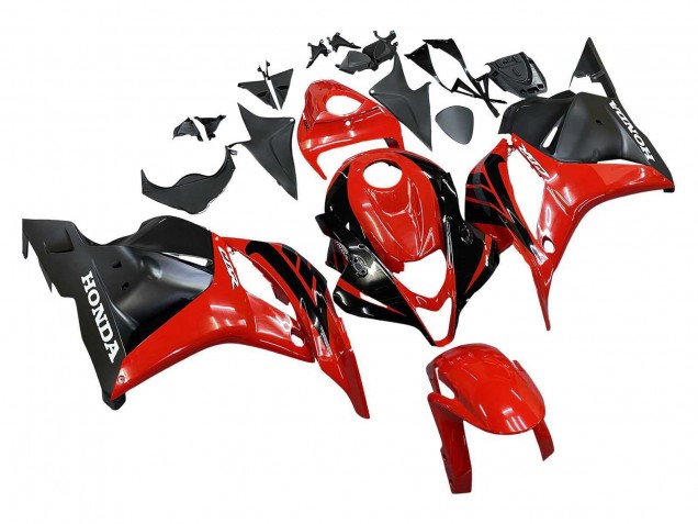 Mejores Carenados Moto Honda CBR600RR 2009-2012 - Rojo Negro Brillante Negro Mate Raya