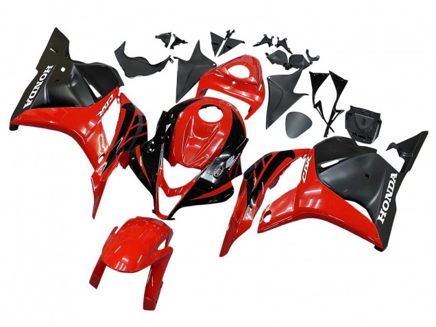 Mejores Carenados Moto Honda CBR600RR 2009-2012 - Rojo Negro Brillante Negro Mate Raya