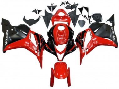 Mejores Carenados Moto Honda CBR600RR 2009-2012 - Rojo Negro Brillante Negro Mate Raya