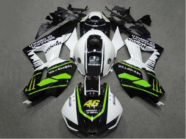 Mejores Carenados Moto Honda CBR600RR 2009-2012 - Blanco Verde Negro Brillante Semakin Didepan Monstruo 46
