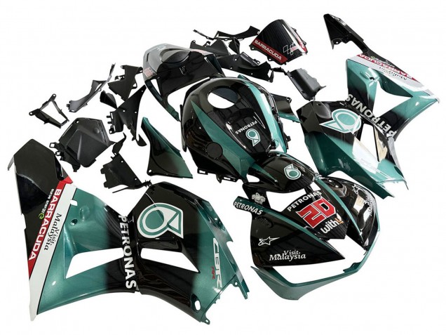 Mejores Carenado Moto Honda CBR600RR 2013-2023 - Azul Verdoso Negro Brillante Petronas 20