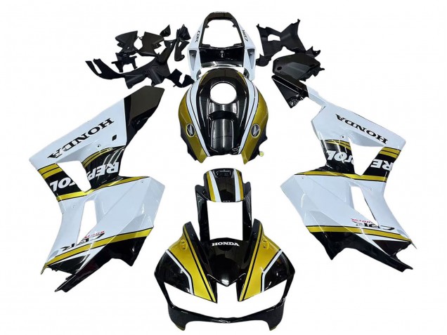 Mejores Carenados Moto Honda CBR600RR 2013-2023 - Blanco Oro Negro Brillante Repsol