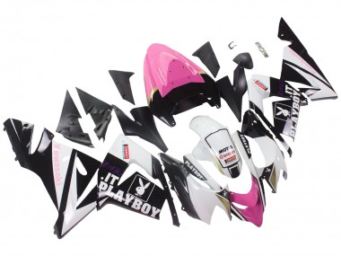 Mejores Carenados Moto Kawasaki ZX10R 2004-2005 - Negro Rosa Blanco Playboy Motul