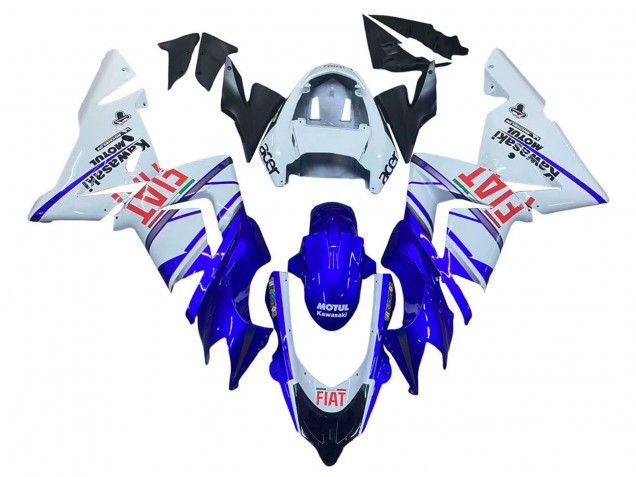 Mejores Carenados Moto Kawasaki ZX10R 2004-2005 - Azul Brillante Blanco Fiat Motul