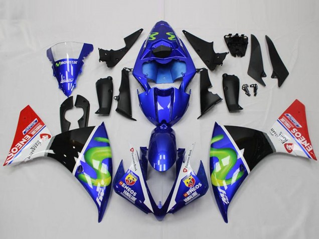 Mejores Carenados Moto Yamaha YZF R1 2012-2014 - Azul Blanco Rojo Negro Brillante Verde ENEOS Yamalube