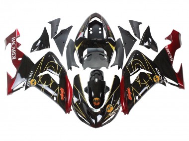 Mejores Carenados Moto Kawasaki ZX10R 2006-2007 - Negro Rojo Oro BACARDI