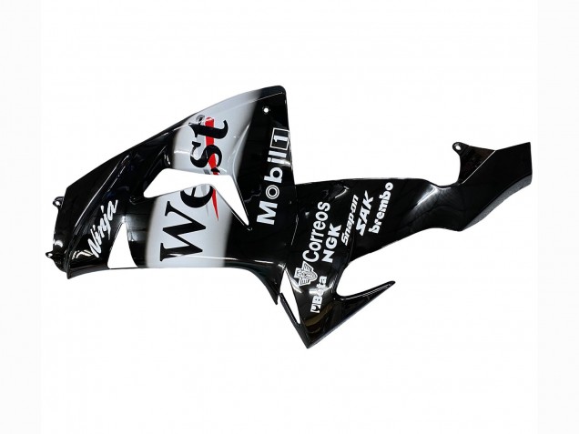 Mejores Carenados Moto Kawasaki ZX10R 2006-2007 - Negro Brillante Blanco West