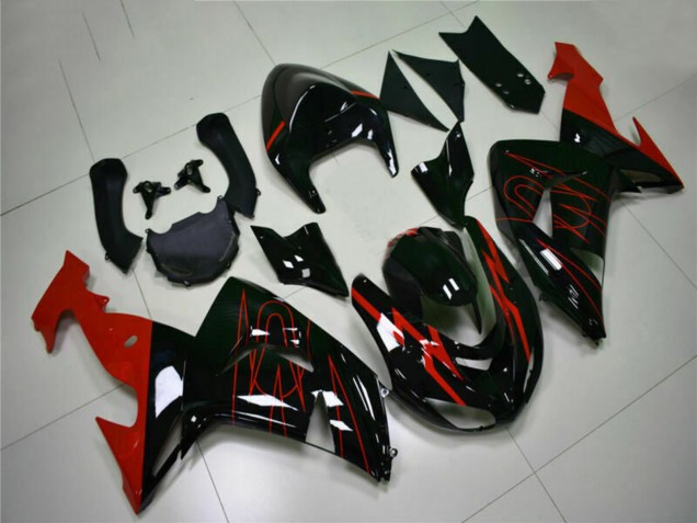 Mejores Carenados Moto Kawasaki ZX10R 2006-2007 - Negro Brillante Rojo
