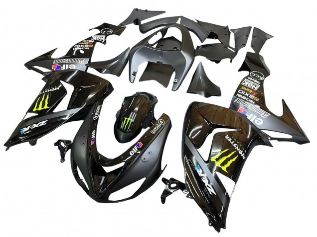Mejores Carenados Moto Kawasaki ZX10R 2006-2007 - Gris Amarillo Negro Brillante Monstruo Elf