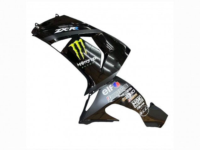Mejores Carenados Moto Kawasaki ZX10R 2006-2007 - Gris Amarillo Negro Brillante Monstruo Elf
