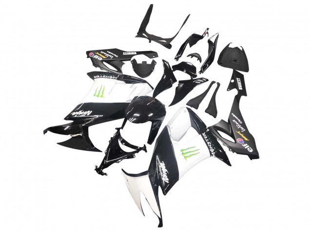 Mejores Carenados Moto Kawasaki ZX10R 2008-2010 - Negro Brillante Blanco Verde Monstruo Elf