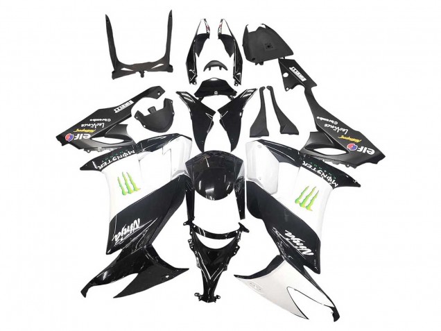 Mejores Carenados Moto Kawasaki ZX10R 2008-2010 - Negro Brillante Blanco Verde Monstruo Elf