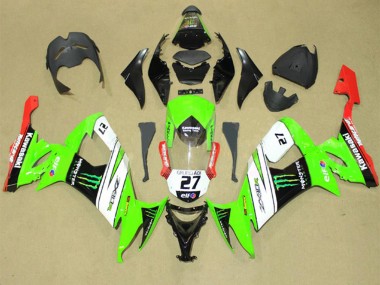 Mejores Carenados Moto Kawasaki ZX10R 2008-2010 - Verde Blanco Rojo Negro Elf Verde Monstruo Energy 27