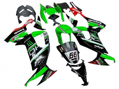 Mejores Carenados Moto Kawasaki ZX10R 2008-2010 - Verde Blanco Rojo Negro Monstruo Elf 66