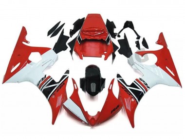 Mejores Carenado Moto Yamaha YZF R6 2003-2004 - Rojo Blanco Negro Brillante