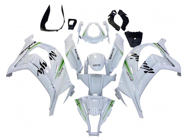Mejores Carenados Moto Kawasaki ZX10R 2011-2015 - Blanco Verde Raya Negro Ninja