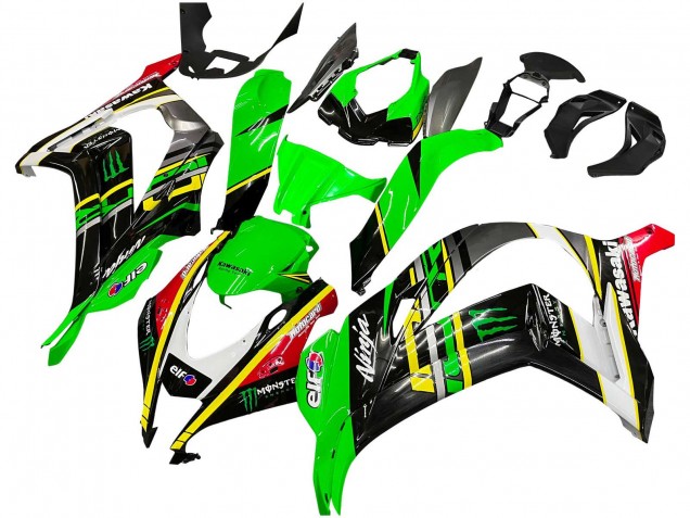 Mejores Carenados Moto Kawasaki ZX10R 2016-2020 - Verde Amarillo Rojo Negro Elf Monstruo