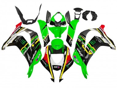 Mejores Carenados Moto Kawasaki ZX10R 2016-2020 - Verde Amarillo Rojo Negro Elf Monstruo