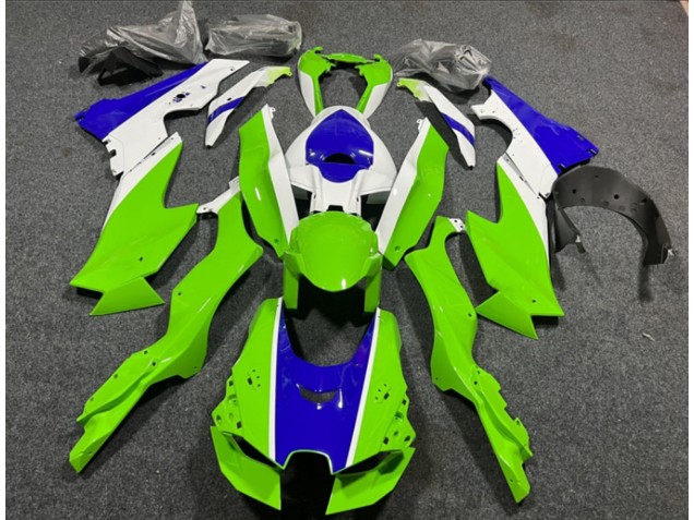 Mejores Carenados Moto Kawasaki ZX10R 2021-2025 - Blanco Verde Azul