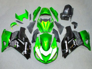 Mejores Carenados Moto Kawasaki ZX14R ZZR1400 2006-2011 - Verde Blanco Negro Brillante