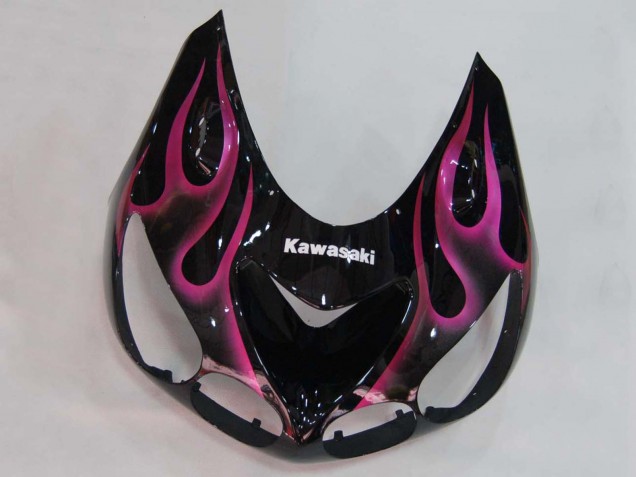 Mejores Carenados Moto Kawasaki ZX14R ZZR1400 2006-2011 - Negro Brillante Rojo Rosa Llama