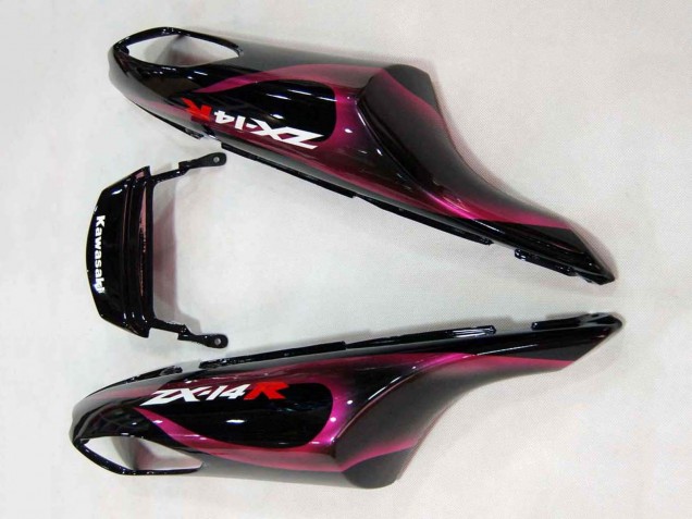 Mejores Carenados Moto Kawasaki ZX14R ZZR1400 2006-2011 - Negro Brillante Rojo Rosa Llama