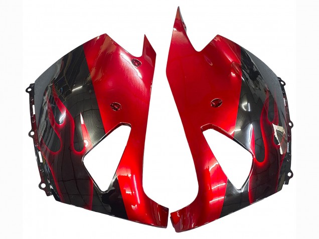 Mejores Kits Carenado Moto Kawasaki ZX14R ZZR1400 2006-2011 - Negro Brillante Rojo Llama