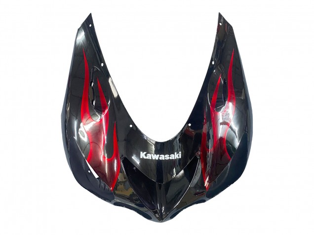 Mejores Kits Carenado Moto Kawasaki ZX14R ZZR1400 2006-2011 - Negro Brillante Rojo Llama