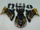 Mejores Carenados Moto Kawasaki ZX14R ZZR1400 2006-2011 - Negro Brillante Oro Llama