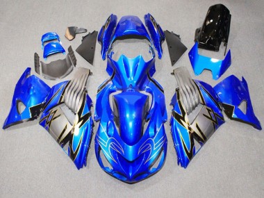 Mejores Carenados Moto Kawasaki ZX14R ZZR1400 2006-2011 - Azul Gris