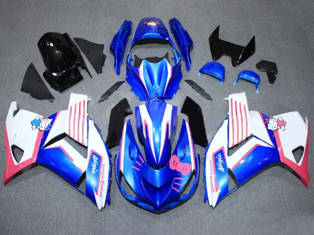 Mejores Carenados Moto Kawasaki ZX14R ZZR1400 2006-2011 - Azul Blanco Rosa