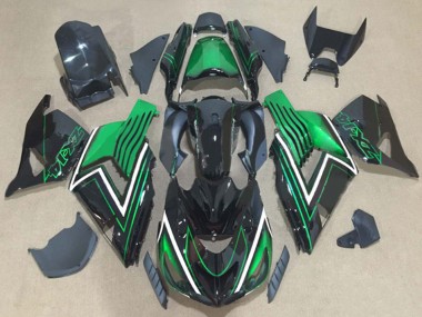 Mejores Kits Carenado Moto Kawasaki ZX14R ZZR1400 2006-2011 - Verde Negro Brillante