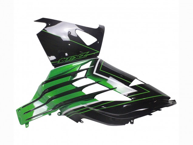 Mejores Carenados Moto Kawasaki ZX14R ZZR1400 2012-2024 - Verde Negro Brillante Raya