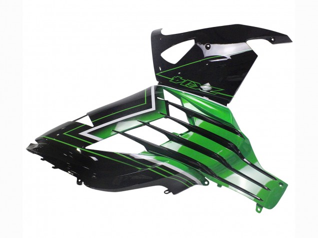 Mejores Carenados Moto Kawasaki ZX14R ZZR1400 2012-2024 - Verde Negro Brillante Raya