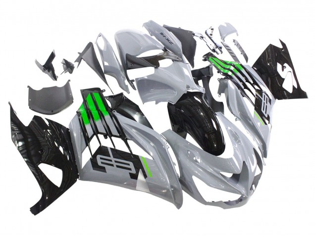 Mejores Carenados Moto Kawasaki ZX14R ZZR1400 2012-2024 - Gris Verde Negro