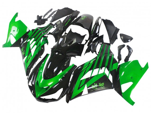 Mejores Kits Carenado Moto Kawasaki ZX14R ZZR1400 2012-2024 - Verde Negro Brillante