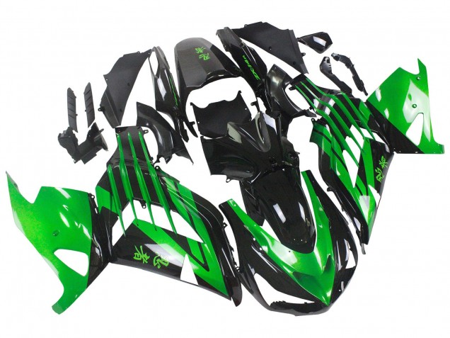 Mejores Kits Carenado Moto Kawasaki ZX14R ZZR1400 2012-2024 - Verde Negro Brillante