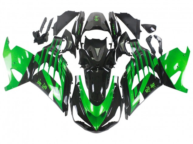 Mejores Kits Carenado Moto Kawasaki ZX14R ZZR1400 2012-2024 - Verde Negro Brillante