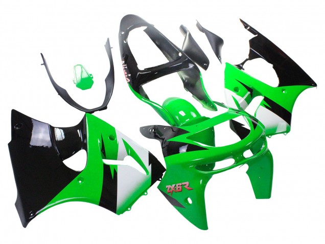 Mejores Carenados Moto Kawasaki ZX6R 1998-1999 - Verde Blanco Negro Brillante
