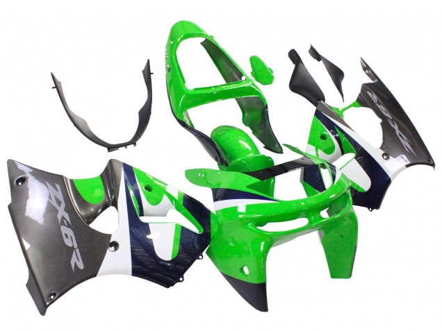 Mejores Carenados Moto Kawasaki ZX6R 1998-1999 - Verde Blanco Azul Oscuro Plata