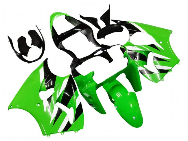 Mejores Carenados Moto Kawasaki ZX6R 2000-2002 - Verde Blanco Negro