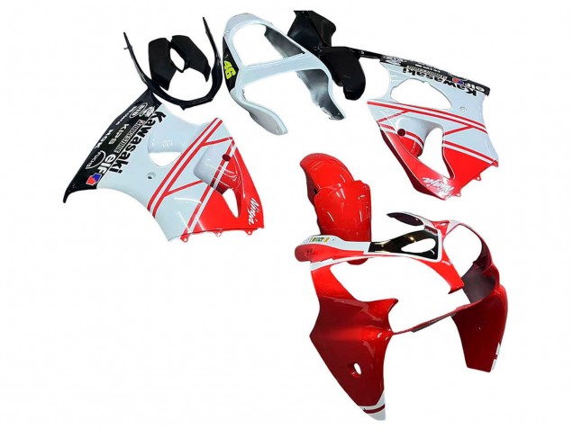 Mejores Carenados Moto Kawasaki ZX6R 2000-2002 - Blanco Rojo Negro