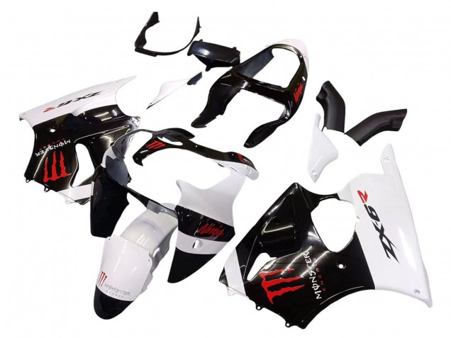 Mejores Carenados Moto Kawasaki ZX6R 2000-2002 - Blanco Negro Rojo Monstruo