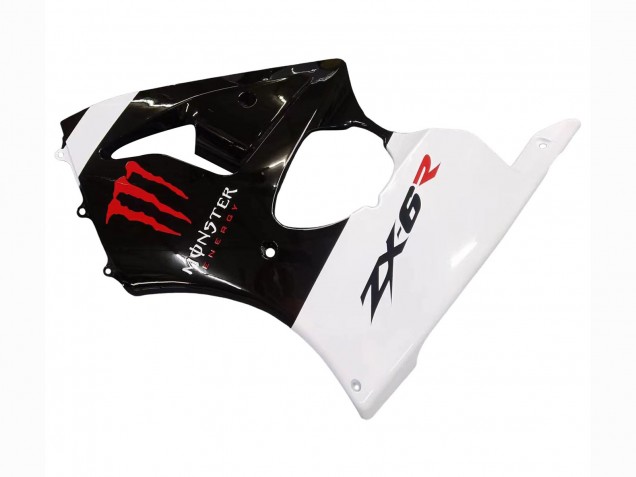 Mejores Carenados Moto Kawasaki ZX6R 2000-2002 - Blanco Negro Rojo Monstruo
