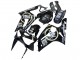 Mejores Carenados Moto Kawasaki ZX6R 2003-2004 - Negro Brillante Blanco Motul Lucky Strike