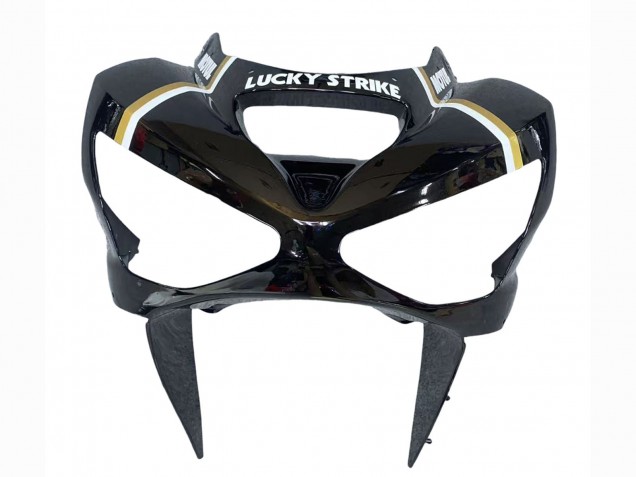 Mejores Carenados Moto Kawasaki ZX6R 2003-2004 - Negro Brillante Blanco Motul Lucky Strike