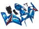 Mejores Carenados Moto Kawasaki ZX6R 2003-2004 - Azul Blanco Rojo Tiburón