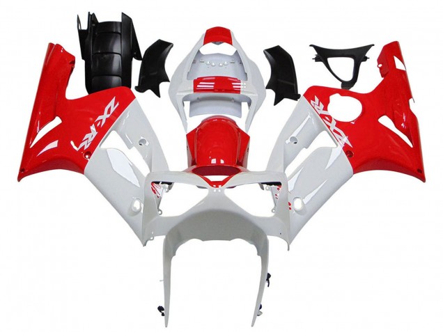 Mejores Carenados Moto Kawasaki ZX6R 2003-2004 - Blanco Rojo