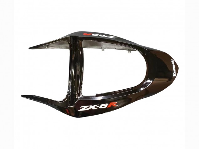 Mejores Carenados Moto Kawasaki ZX6R 2003-2004 - Negro Brillante Rojo Llama